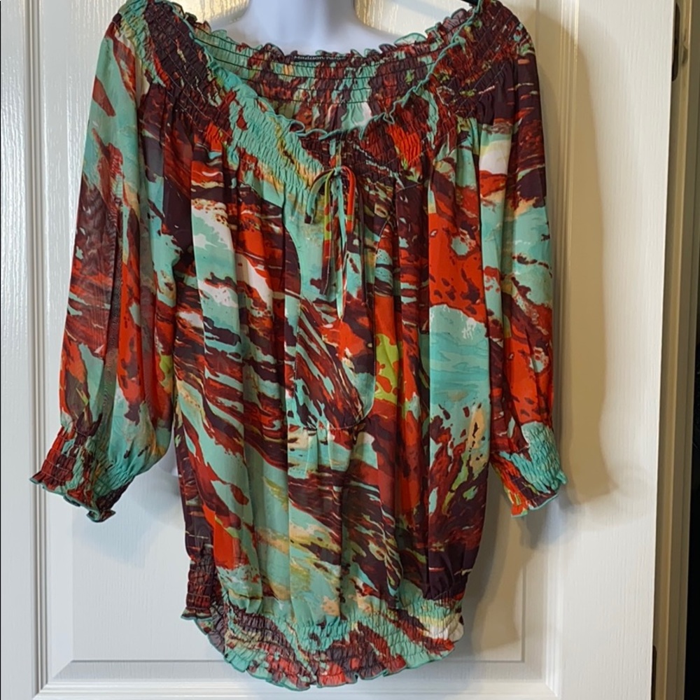 Colorful Blouse Off Shoulder